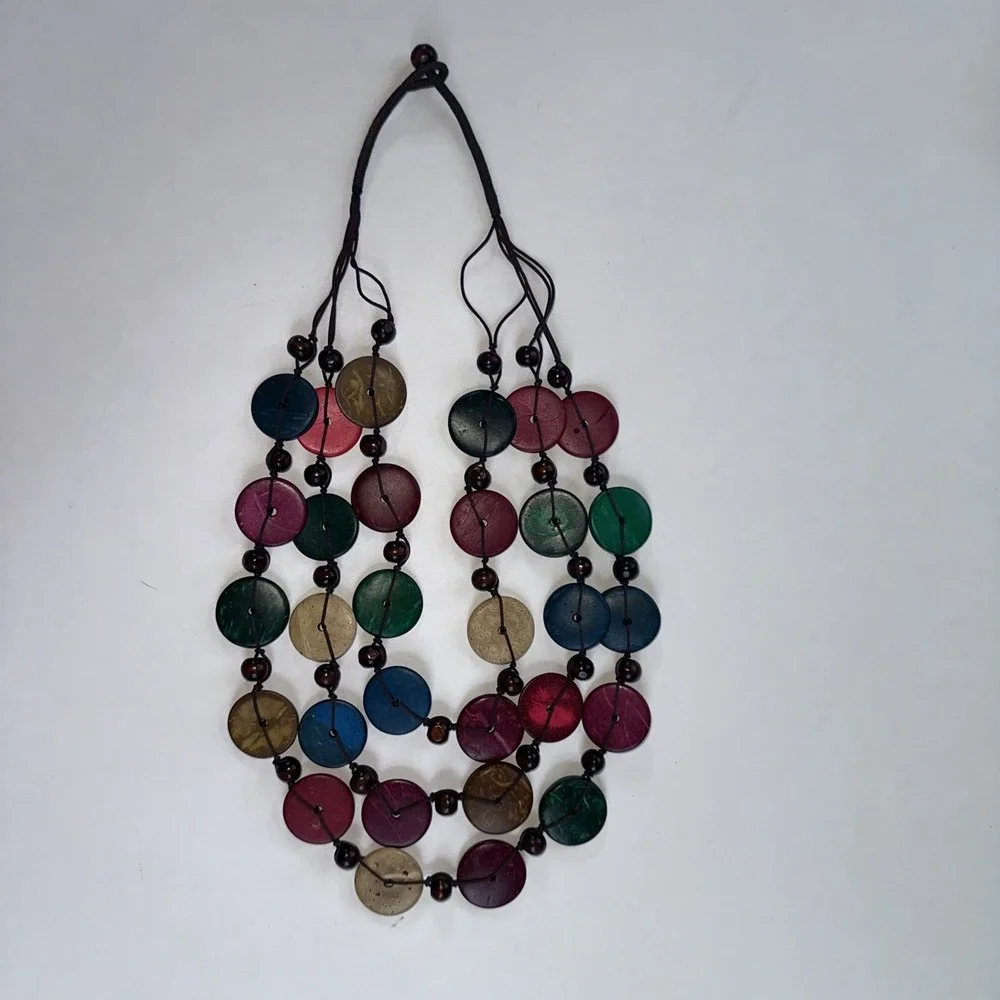 Wooden Bead Necklace Statement Boho Beaded Necklace